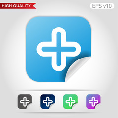 Fototapeta premium Colored icon or button of plus symbol with background