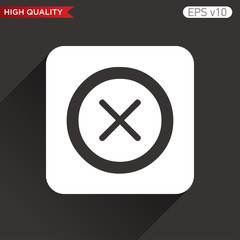 Colored icon or button of cross or delete symbol with background