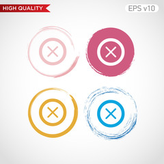 Colored icon or button of cross or delete symbol with background