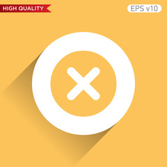 Fototapeta premium Colored icon or button of cross or delete symbol with background