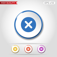 Fototapeta premium Colored icon or button of cross or delete symbol with background