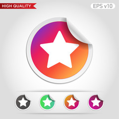 Colored icon or button of star symbol with background
