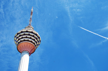 Travel in Malaysia. Kuala Lumpur Tower (Menara) on May 18, 2013 in Kuala Lumpur, Malaysia. The tower reaches 421 m, which currently makes it the second tallest freestanding tower in the world © KAL'VAN