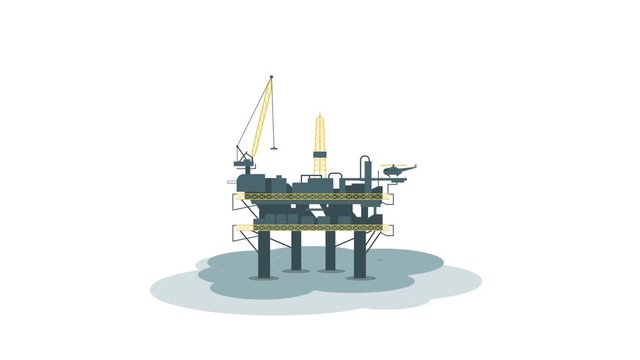 Oil platform. Animation with alpha channel