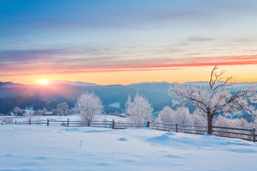 Beautiful winter landscape in the mountains.