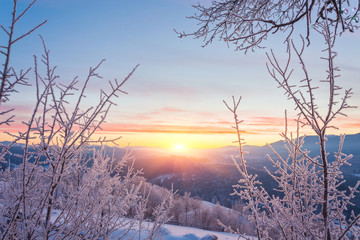 Beautiful winter landscape in the mountains.