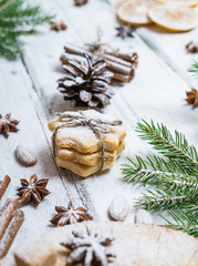 Homemade cookies, dried oranges, anise stars