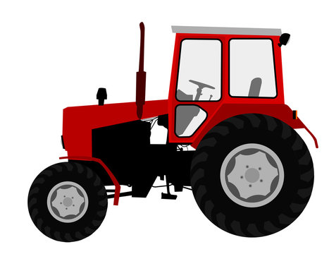 Agricultural tractor, farm vehicle - vector