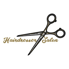 Color vintage hairdresser salon emblem