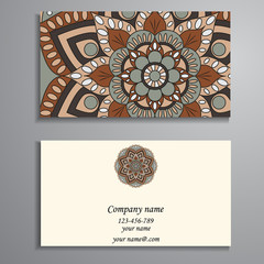 Invitation, business card or banner with text template. Round fl