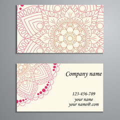 Invitation, business card or banner with text template. Round fl