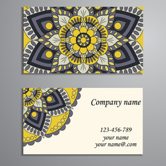 Invitation, business card or banner with text template. Round fl