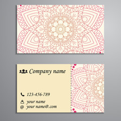 Invitation, business card or banner with text template. Round fl - 133692222