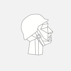 Low poly character military head