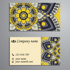 Invitation, business card or banner with text template. Round fl