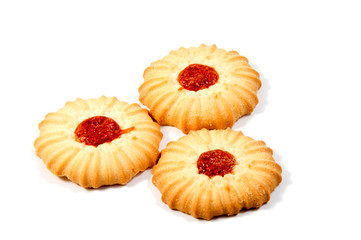 Shortbread biscuits on a white background