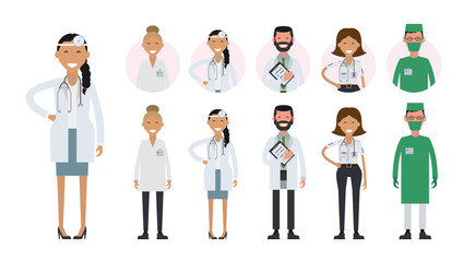 Hospital medical staff team doctors nurses surgeon. Avatar icons