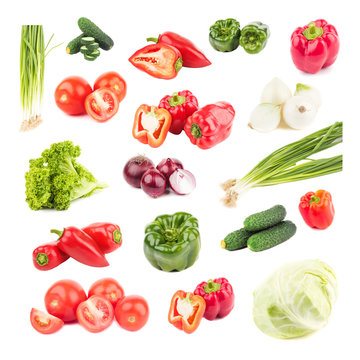Mix from different raw vegetables, isolated