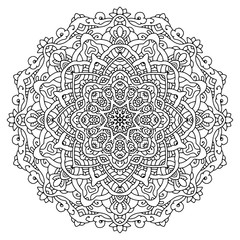 Hand drawn element. Black and white. Mandala. Vector illustration.