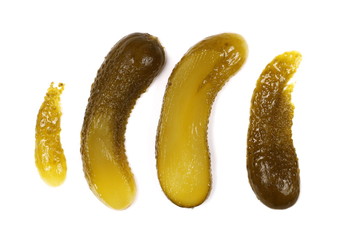 set pickled cucumber isolated on white background