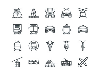 Transport. Set of outline vector icons