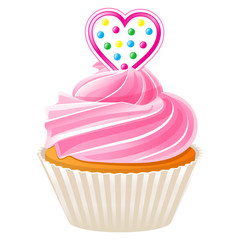 Cupcake with pink heart