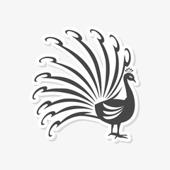 Stylized silhouette of a peacock - vector sticker