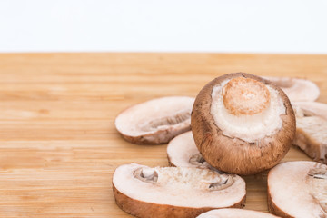 Fresh organic baby bella mushrooms.