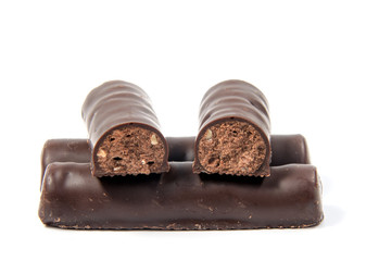Chocolate candies isolated on white background.