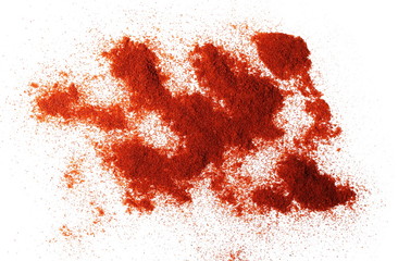 Pile of red paprika powder isolated on white