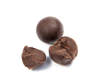 Chocolate candies isolated on white background.