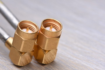 Coaxial Connectors Closeup with Selective Focus