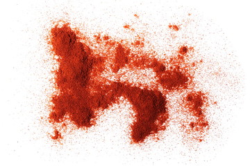 Pile of red paprika powder isolated on white