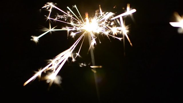 sparkler fireworks on black background