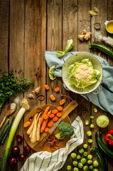 Crédence de cuisine en verre imprimé Légumes Cuisine rustique, cuisine - préparation des légumes d& 39 automne (automne)