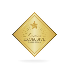 Exclusive collection sale golden badge. Gold label vector illustration