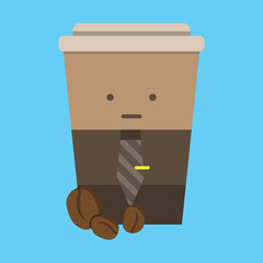 coffee in a glass. drink businessman, vector image, flat design