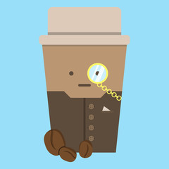 Coffee in a glass, vector image, flat design.