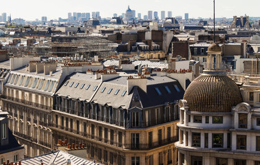 Fototapeta premium The aerial view on parisian houses, France.