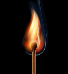 burning wooden match