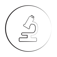 Black ink style Microscope icon with circle