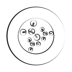 Black ink style Molecules icon with circle