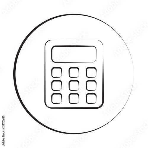 "Black ink style Calculator icon with circle" Immagini e vettoriali