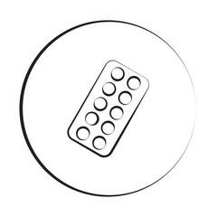 Black ink style Tablet Strip icon with circle