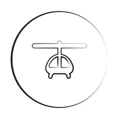 Black ink style Helicopter icon with circle