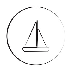 Black ink style Sailboat icon with circle