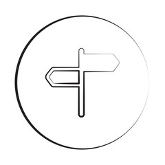 Fototapeta premium Black ink style Road Signs icon with circle