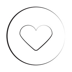 Black ink style Heart icon with circle