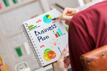 Businessman writing business plan