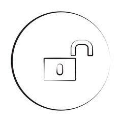 Black ink style Unlock icon with circle